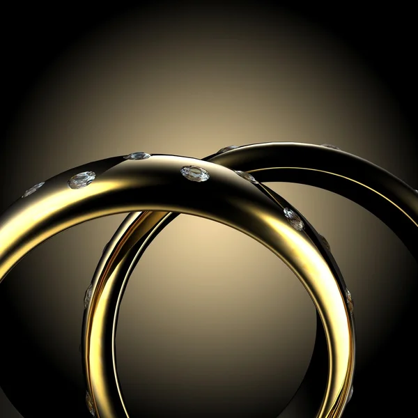 Goldener Ehering mit Diamant. Feiertagssymbol — Stockfoto