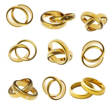 Altın alyans pırlanta ile. tatil sembolü