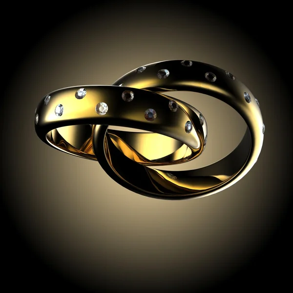 Gold Wedding Ring with diamond. Holiday symbol — Stock Photo, Image