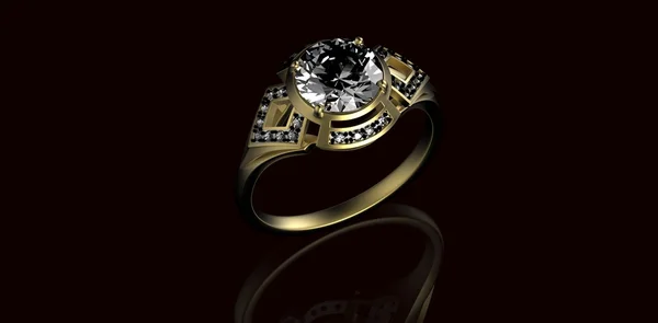 Золоте весільне кільце з діамантом. Символ свята — стокове фото