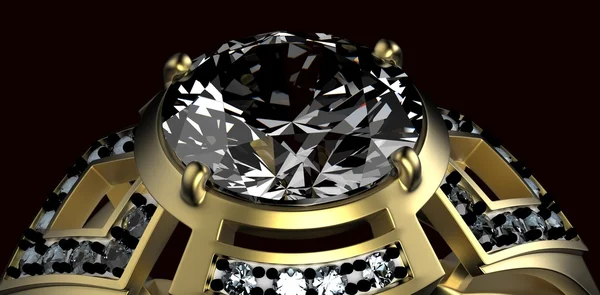Goldener Ehering mit Diamant. Feiertagssymbol — Stockfoto