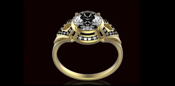 Χρυσό δαχτυλίδι αρραβώνων με διαμάντια. σύμβολο διακοπές — Φωτογραφία Αρχείου