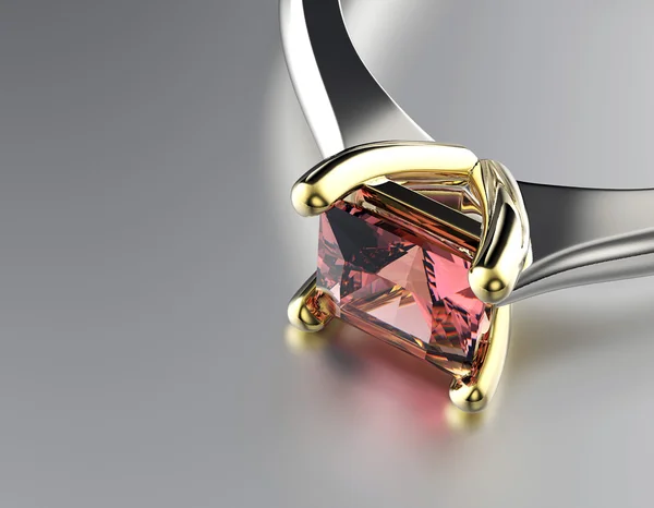 Золотое обручальное кольцо с бриллиантом или муассанитом . — стоковое фото