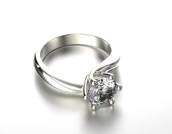 Golden Engagement Ring med Diamond eller moissanite . - Stock-foto