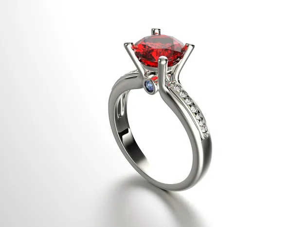 Bague avec diamant rouge — Photo