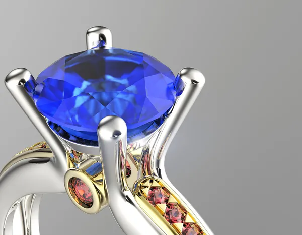 Prsten s modrými diamanty — Stock fotografie