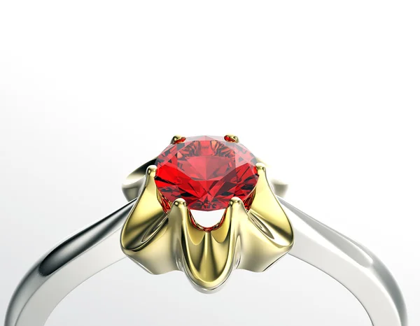 Ring with red diamond — Stock Photo, Image