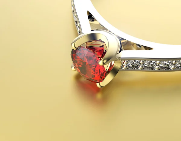 Ring with red diamond — Stock Photo, Image