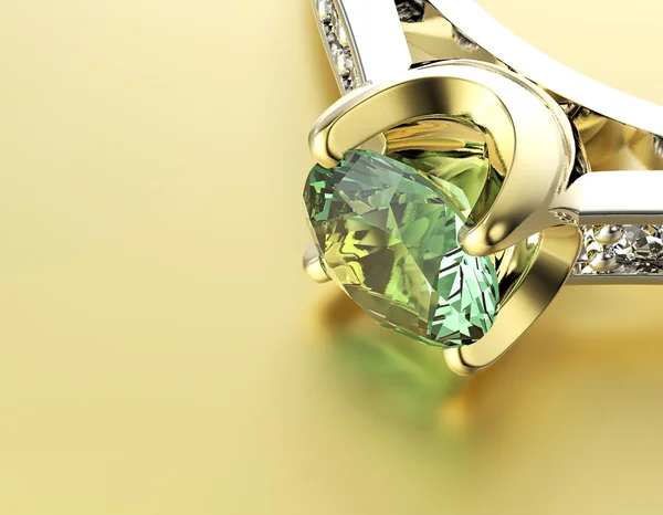 Ring with green diamond — Stock Photo, Image