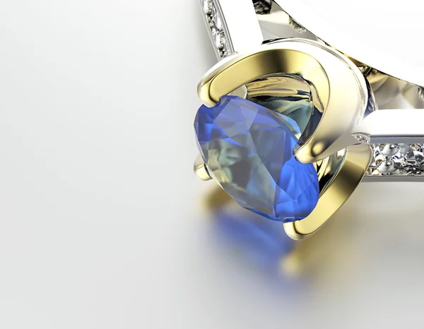 Ring with blue diamond — Stock Photo, Image