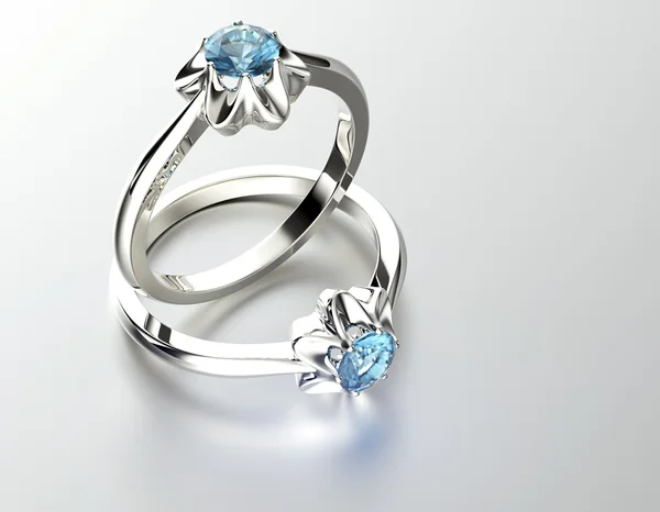 Anelli con diamante blu — Foto Stock