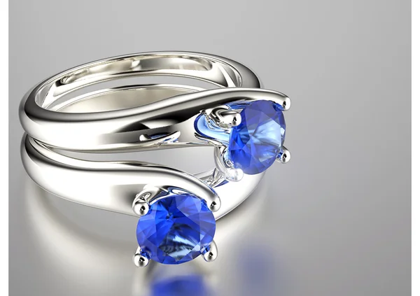 Ring with blue diamonds — Stock Photo, Image