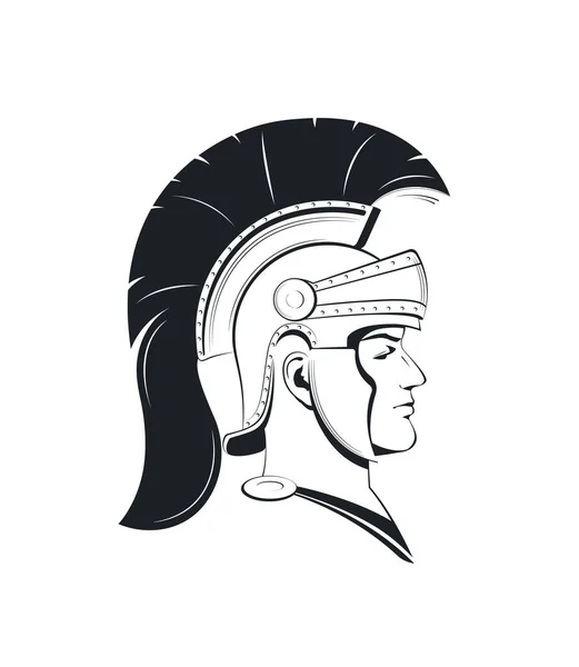 Római Centurió Portré Egy Római Katonáról Sisakban Címerrel Profiljában Logó — Stock Vector