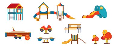 Çocuk parkı beyaz arkaplanda izole ögeler