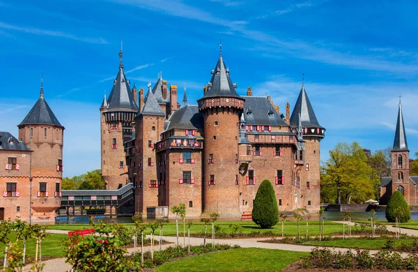 Vista Famoso Castelo Parque Haar Utrecht Holanda Maior Castelo Dos — Fotografia de Stock