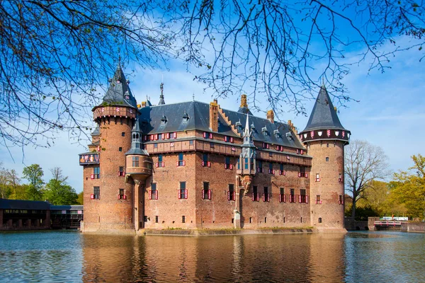Famoso Medieval Famoso Castelo Medieval Haar Água Utrecht Países Baixos — Fotografia de Stock