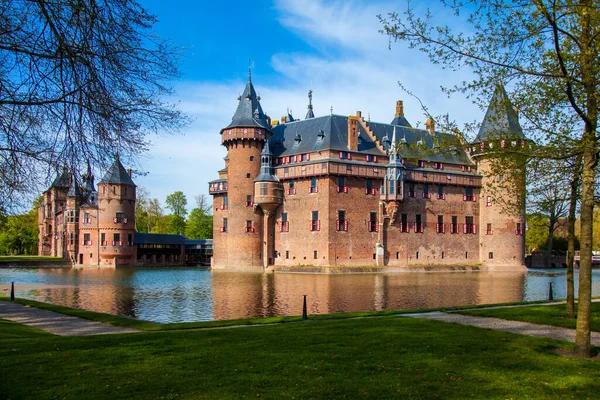 Vista Famoso Castelo Parque Haar Utrecht Holanda Maior Castelo Dos — Fotografia de Stock