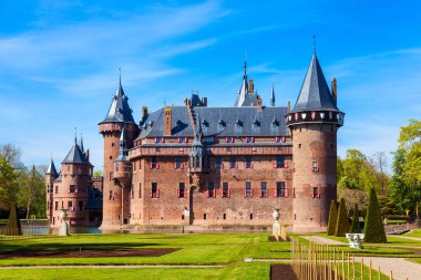 View of the famous De Haar Castle and park, Utrecht, Netherlands. The biggest castle in the Netherlands
