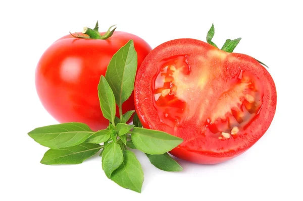 Tomatoes and basil — Stock Photo, Image