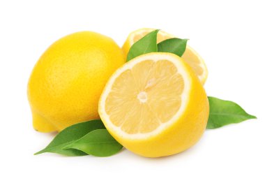 Lemon with leaves clipart