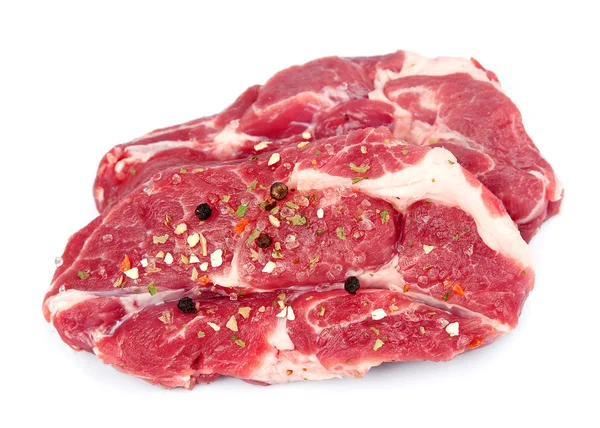 Surové maso s kořením — Stock fotografie
