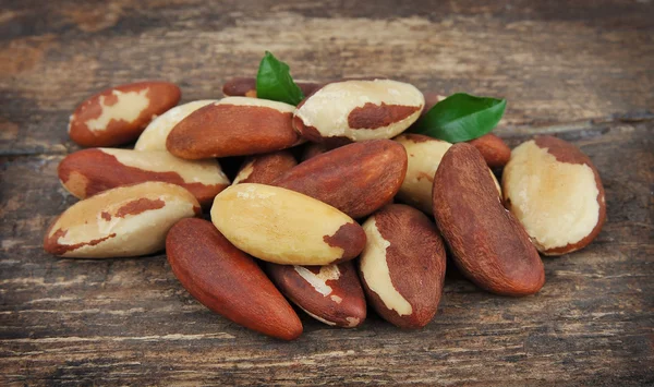 Nueces de Brasil con hojas — Foto de Stock