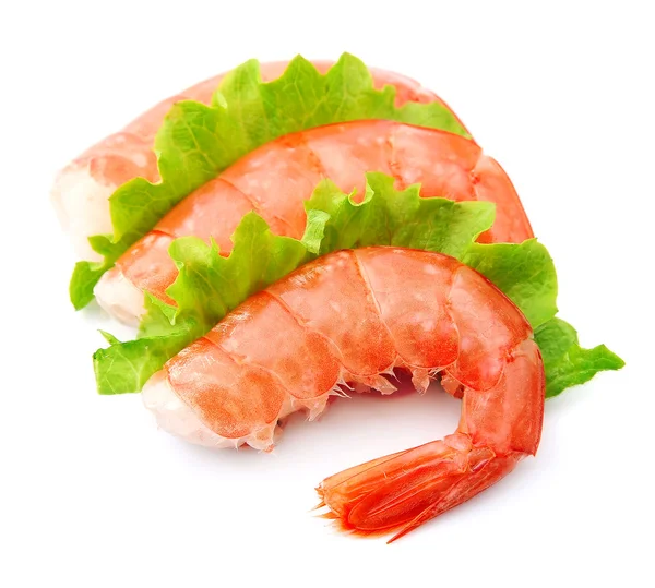 Crevettes avec salade verte — Photo