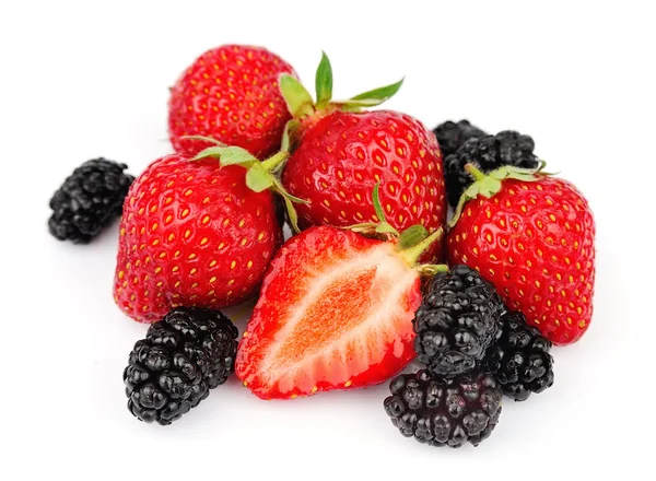 Berries of strawberry and mulberry — Stock Photo, Image