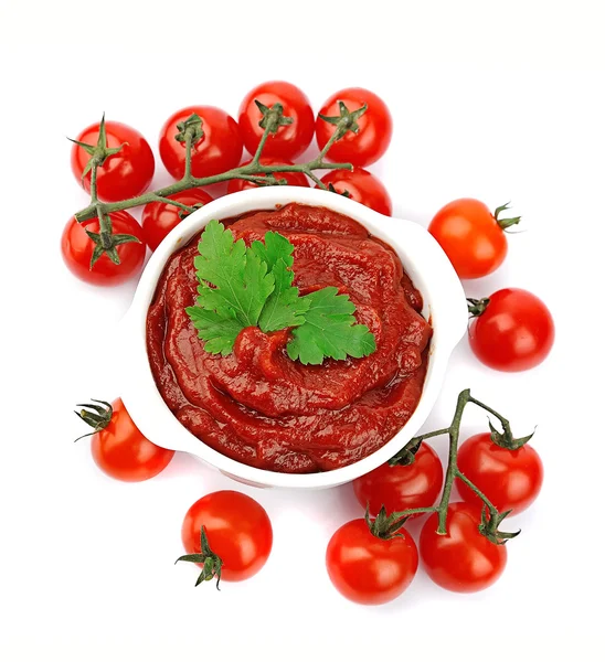 Pasta di pomodori con verdi — Foto Stock