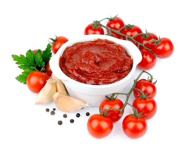 Tomatoes paste with greens — Stock Photo, Image