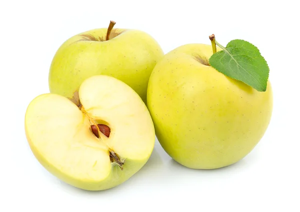 Fresh apples with leaves — Stock Photo, Image