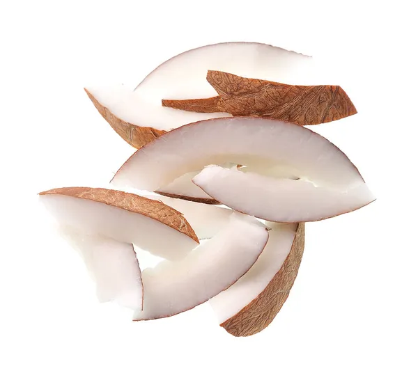 Coconut Slices Isolated White Backgrounds — Stock Photo, Image