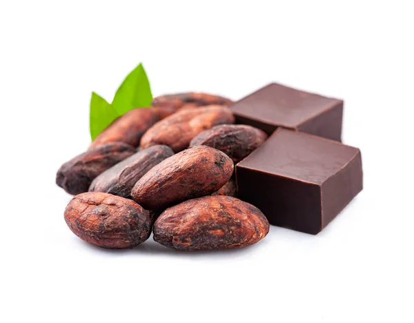 Kakaoschote Mit Schokolade Auf Weißem Hintergrund — Stockfoto