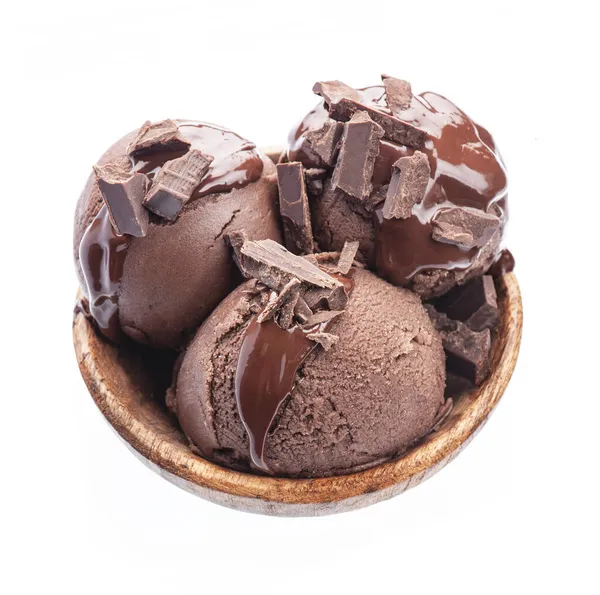 Čokoládová Koule Zmrzlina Dřevěné Desce Izolované Bílém Pozadí — Stock fotografie