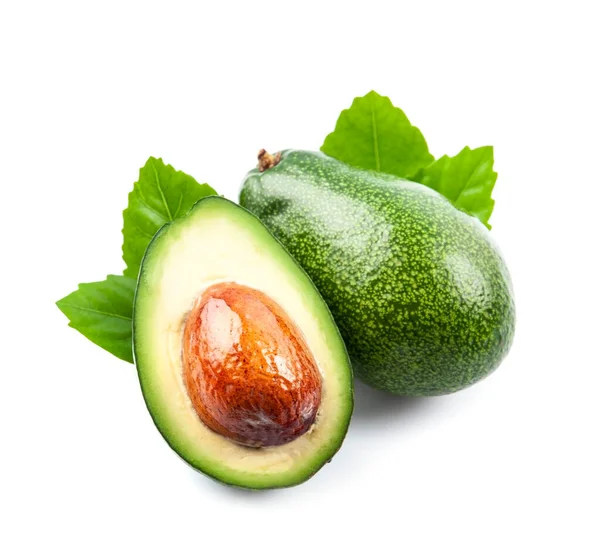 Avocado Fruits Leaves White Backgrounds — Stock Photo, Image
