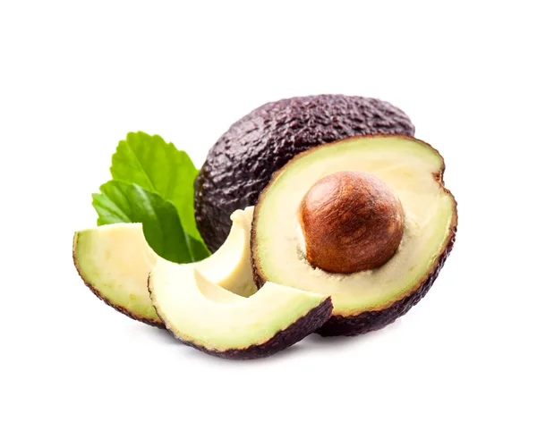 Avocado Vruchten Gesneden Witte Ondergronden — Stockfoto