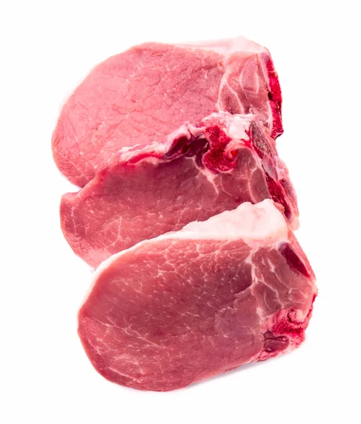 Bife Carne Crua Fundos Brancos — Fotografia de Stock