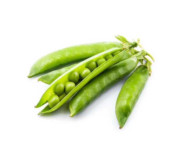 Young Green Pea Pods White Backgrounds Closeup Healthy Food — Foto Stock