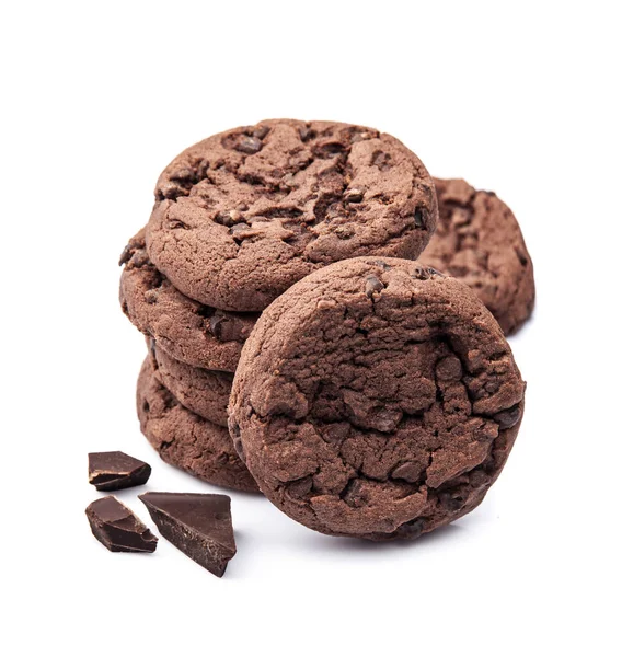 Lezzetli Çerez Beyaz Arka Planda Çikolata Parçalı Brownie Kurabiyeleri — Stok fotoğraf