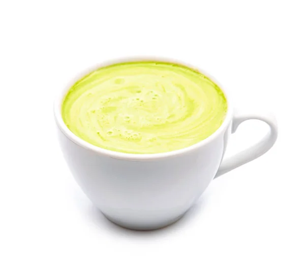 Coupe Thé Vert Matcha Gros Plan Sur Fond Blanc Boisson — Photo