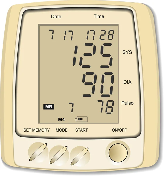 Vérnyomásmérő Monitor. Orvosi iqupment vektoros illusztráció — Stock Vector