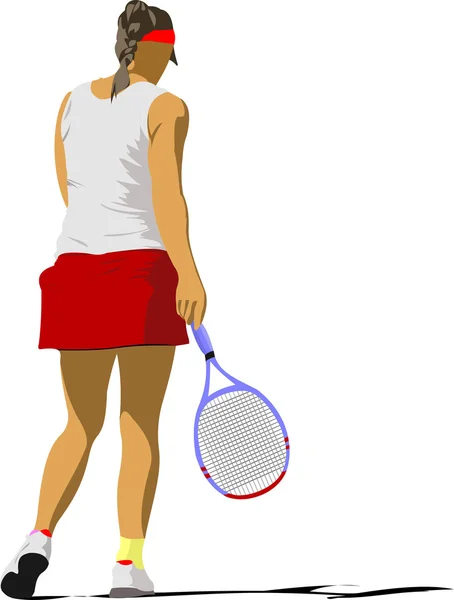 女性のテニスのポスター。色ベクトル イラスト — ストックベクタ