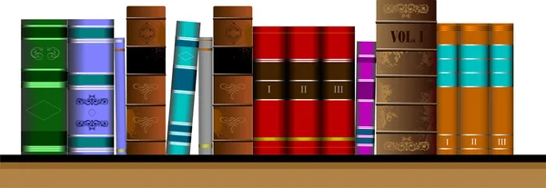 Libreria vettoriale illustrazione con libri antichi — Vettoriale Stock