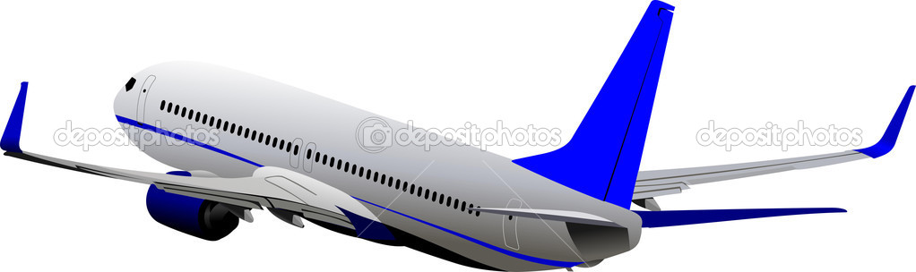 Passenger airplane on the air. Vector illustration
