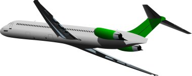 Yolcu uçağı yayında. Vektör illüstrasyonu