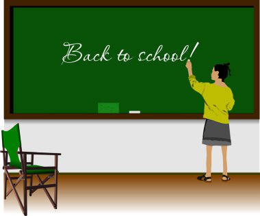 sol taraftaki kız sınıfta. okula dönüş. vektör illustratio