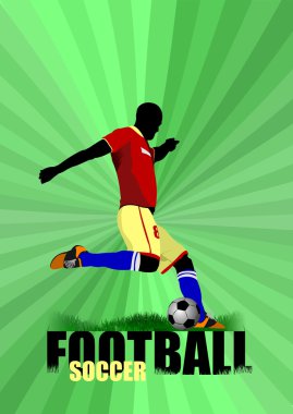 Poster futbol futbol oyuncusu. renkli vektör çizim