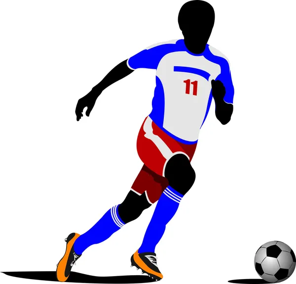 Fotbal playeron pole. Barevné vektorové ilustrace — Stockový vektor