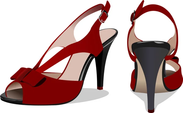 Модна жінка темно-червоне взуття. Векторні ілюстрації — стоковий вектор