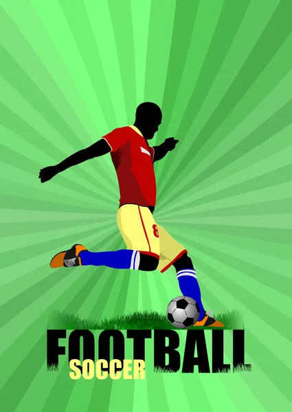 Piłka nożna piłkarz plakat. ilustracja kolorowy wektor — Wektor stockowy